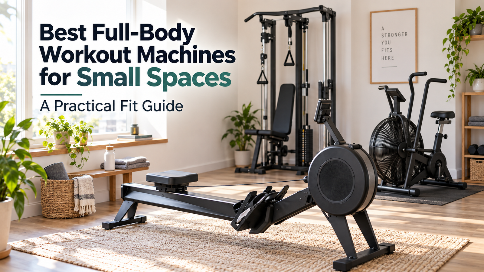 Infographic showing five buying costs that product listings can hide for a compact home gym machine, including shipping, assembly, accessories, maintenance, and floor protection.