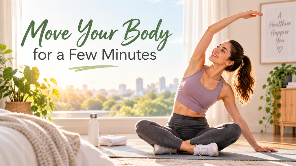 Woman doing light morning stretching as part of morning habits for energy