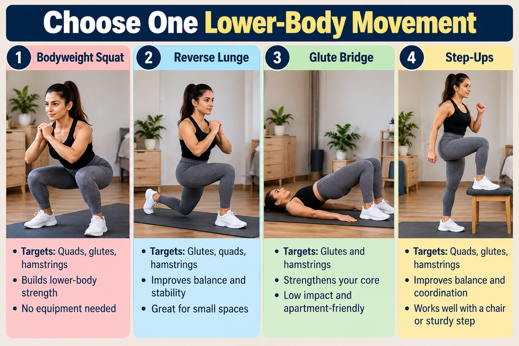 full-body workout in a small room