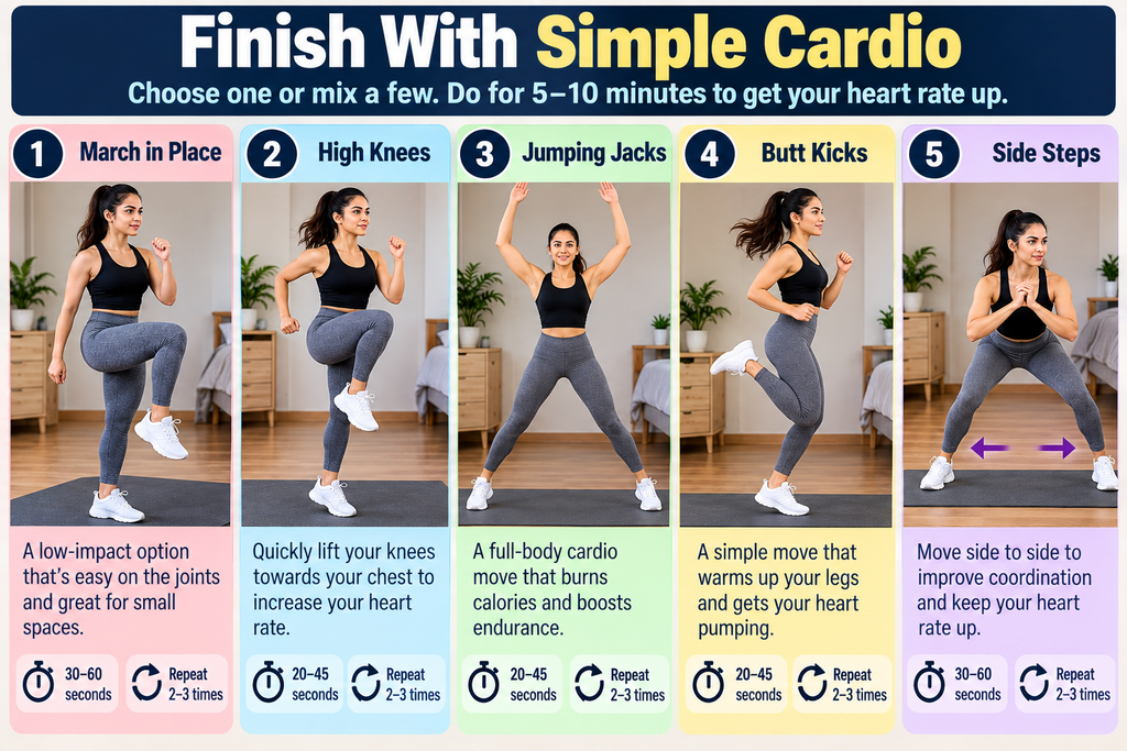 Low-impact cardio exercises for a small-room workout

