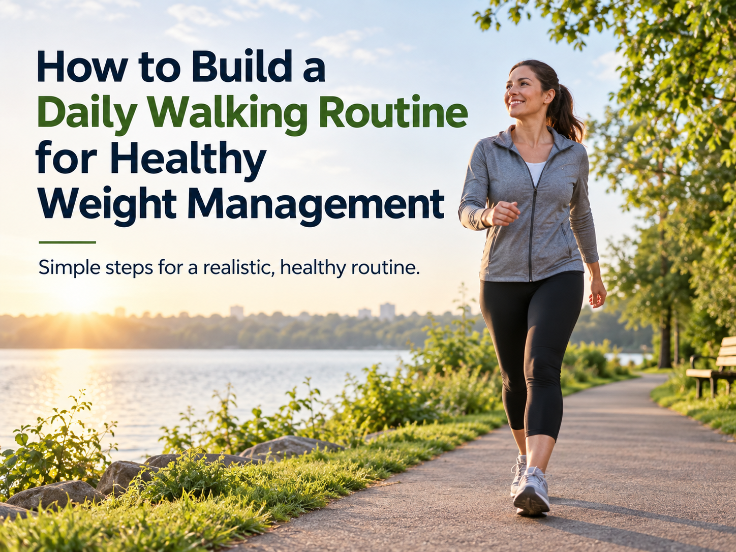 Woman walking outdoors as part of a daily walking routine for healthy weight management