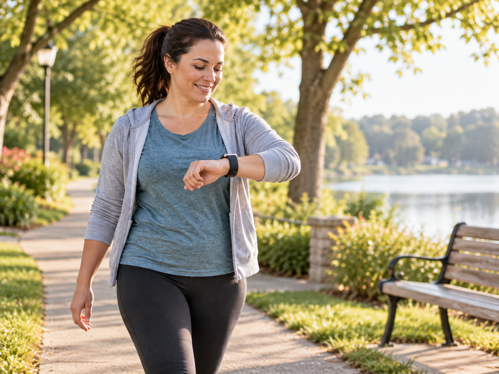 Person using time instead of step count during a beginner walking routine.