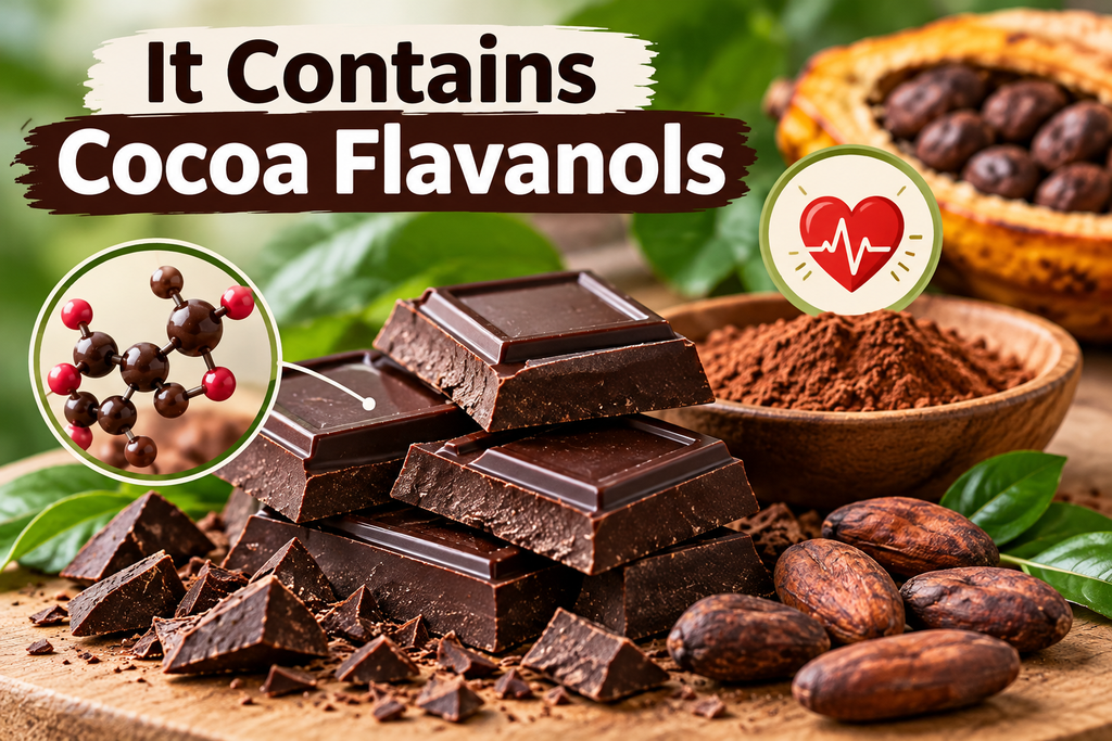 Dark chocolate containing cocoa flavanols