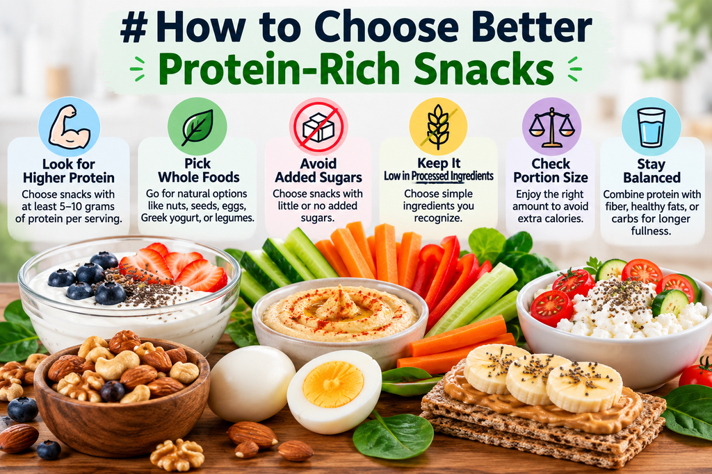 How to choose better protein-rich snacks with whole foods, less added sugar, and balanced portions